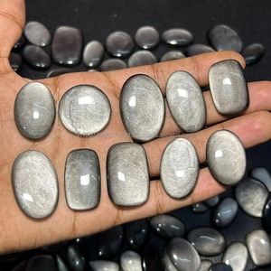 ออบซิเดียนสีเงินธรรมชาติคุณภาพสูง รูปทรงหลวม สีเขียว คริสตัลบำบัด สำหรับทำเครื่องประดับ อัญมณีขนาดอิสระ - Product Image 4