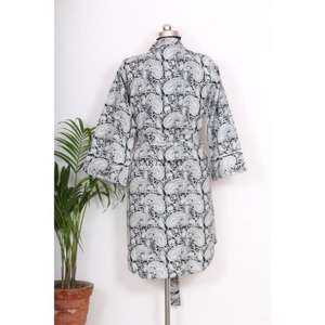 Robe de chambre florale en coton pour femme, grande taille, style kimono, avec ceinture décorative, taille unique, à manches, pour mariée ou usage quotidien, cadeau idéal pour elle - Product Image 6