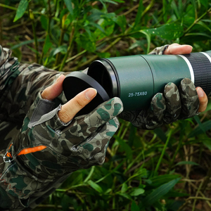 Guantes de Caza Impermeables para Hombre, Medios Dedos, Camuflaje, Poliéster, Cierre con Cordón, Guantes de Protección para Exteriores - Product Image 6
