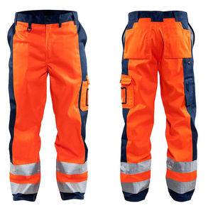 RICSA INTERNATIONAL Men's High Visibility Orange Polyester CE Certified <b>Work</b> <b>Pants</b> Reflective Stripes <b>Cargo</b> Pockets Industrial - Product Image 6