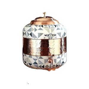 Distributeur d'eau en cuivre martelé de qualité supérieure avec robinet, récipient de rangement, pot à boisson ayurvédique, pour cuisine, salle à manger, maison, hôtel, décoration - Product Image 2