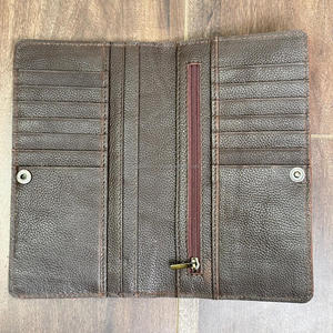 กระเป๋าสตางค์ผู้ชายแบรนด์ดังกระเป๋าสตางค์หนังวัวแท้ยาวพับสองทบสำหรับทุกเพศ - Product Image 6