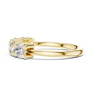 Anillo de compromiso y boda de cinco piedras con diamante cultivado en laboratorio, corte brillante redondo, VVS VS DEF, oro macizo de 14K, HPHT CVD - Product Image 3