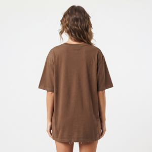 T-shirt personnalisé en coton épais pour femme, col en V, coupe oversize, uni, manches courtes, style streetwear décontracté, vente en gros - Product Image 6