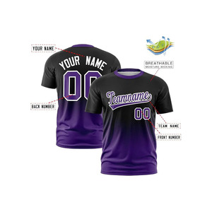 เสื้อซอฟต์บอลแบบซับลิเมชั่นสั่งทำพิเศษสำหรับผู้ชาย แขนสั้น คอกลม สีไล่ระดับดำ ระบายอากาศได้ดี ซับเหงื่อ ผลิตจากโพลีเอสเตอร์ 100% - Product Image 3
