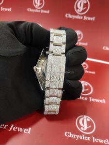 Bijoux les plus vendus avec diamants Hip Hop Moissanite entièrement glacés et montre-bracelet personnalisée en acier inoxydable pour hommes - Product Image 5