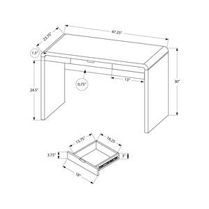 Modern Contemporary 48\"L Home Office Laptop Computer <b>Desk</b> with Glossy White Storage <b>Drawers</b> - Product Image 4