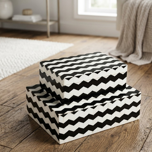 Decorative Black and White Bone Inlay <b>Box</b> | Handmade Zig Zag Storage Organizer Case for Jewelry <b>Keepsakes</b> Home Table Decor Gift - Product Image 3