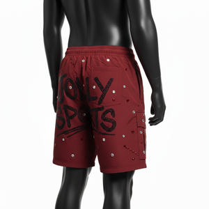 กางเกงว่ายน้ำชาย ผ้าโพลีเอสเตอร์พรีเมียม 140 GSM แห้งเร็ว สีแดงเลือดหมู พร้อมโลโก้คริสตัลแบบรีดร้อน - Product Image 5