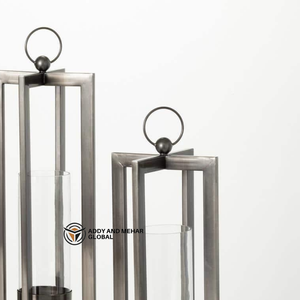 Lanterne de luxe moderne en résine d'os, porte-bougie cylindrique en verre, pot décoratif contemporain pour bougie pilier, Noël, maison, hôtel - Product Image 2