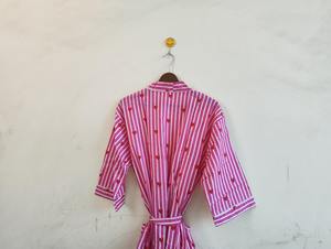 ชุดนอนฤดูร้อนน้ำหนักเบา เสื้อคลุมกิโมโนผ้าฝ้ายพิมพ์ลายหัวใจ - Product Image 6