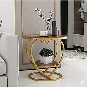 โต๊ะข้างรูปหัวใจ โครงโลหะ โต๊ะข้างแบบดั้งเดิม เป็นมิตรกับสิ่งแวดล้อม ทนทาน ไม้เอ็นจิเนียร์ลายหินอ่อน เฟอร์นิเจอร์ห้องนั่งเล่น - Product Image 3