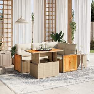 Ensemble de canapés de jardin modulaires en rotin PE beige - Product Image 1
