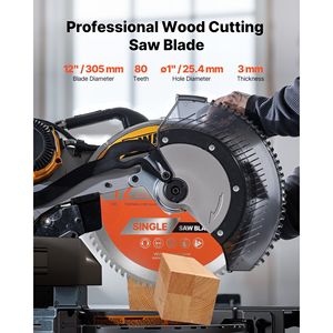 Lama per Sega Circolare da 12 Pollici con 80 Denti in Lega Affilati, Attacco da 1 Pollice per Taglio di Legno Pregiato, Durevole ed Efficiente - Product Image 2