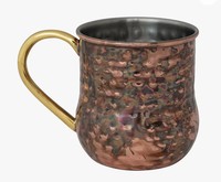 Mug en cuivre finition rustique Reweds avec poignée en laiton, fait main, grande capacité, style vintage, pour Moscow Mule, vaisselle de bar