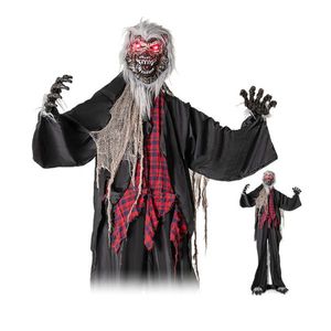 Lupo mannaro animatronico realistico in pelliccia da 2,5 m per Halloween, con LED rossi lampeggianti, braccia snodabili, facile montaggio in 3 fasi, decorazione spaventosa con ululati - Product Image 3