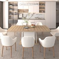 Table à manger rectangulaire extensible en bois effet vieilli pour 6 à 10 personnes 160-200 cm