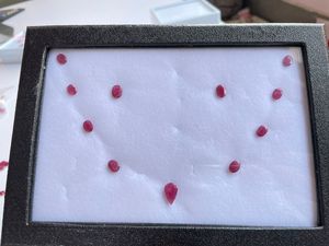 This elegant jewelry set features natural Liberian rubies with a total approximate weight of 8 85 carats The <b>stones</b> are selected - Product Image 2