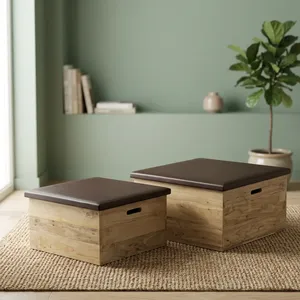 Reclaimed Wooden Chest Box Set Big Medium Rustic <b>Storage</b> <b>Trunks</b> Vintage Industrial Furniture - Product Image 1
