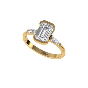 <b>Emerald</b> Cut Lab Grown Diamond <b>Ring</b> 925 <b>Silver</b> 9kt, 14kt, 18kt Gold Diamond <b>Rings</b> for Women's Engagement <b>Ring</b> - Product Image 1