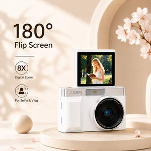 Mini caméra de vlogging pour adolescentes, 48MP <span class=keywords><strong>photo</strong></span>, 1080P vidéo, écran rotatif, lumière d'appoint blanche intégrée - Product Image 3