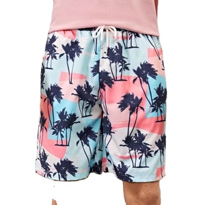 Pantalones cortos de cintura con cordón y estampado tropical para hombre, pantalones cortos informales con estampado de vacaciones Vibes Beach - Product Image 2