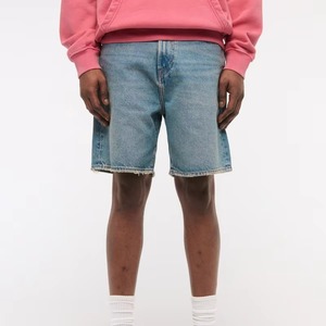 Men's Stonewashed Denim Shorts Mid Waist Raw Edge Casual Style Summer Wear 100% Cotton <b>Woven</b> Fabric - Product Image 1