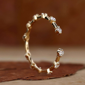 Open Diamond Eternity <b>Ring</b> Minimalist <b>Adjustable</b> Diamond Band Dainty Stacking <b>Ring</b> for Women Gold Jewelry - Product Image 4