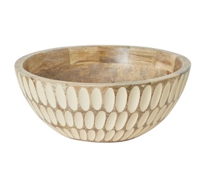 Bol à fruits en bois martelé pour la maison, accessoires de table, bols de service alimentaire, bols à salade style américain, articles de centre de table - Product Image 1