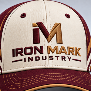 <b>Iron</b> Mark Industry 6-Panel Baseball Cap Embroidered Logo Unisex Adjustable Canvas Jersey Terry 100% Cotton Maroon Beige Casual - Product Image 2