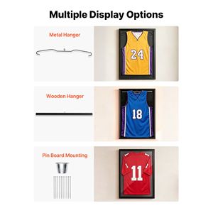 Vitrina de Madera con Cerradura para Exhibición de Camisetas Deportivas, 35.4 x 27.6 x 1.5 Pulgadas, MDF, Panel de PC con 98% de Protección UV - Product Image 3