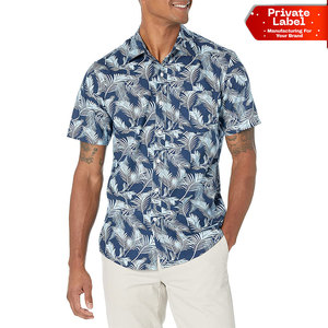 Camiseta de Playa con Logotipo Personalizado al por Mayor, Estampado Tropical Hawaiano, Fabricante OEM, Marca Privada, Camisetas de Playa para Hombre, Transpirables, de Algodón - Product Image 1