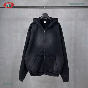 Sudadera con Capucha para Hombre, Color Gris Oscuro, Estilo Casual, Talla Grande, Transpirable, Manga Larga, para Invierno, 100% Algodón - Product Image 3
