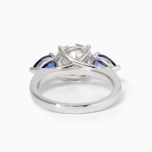Anillo de Diamante Cultivado en Laboratorio con Corte Europeo Antiguo de 2.5ct, Certificado por IGI, para Mujer, Anillo de Lujo con Tres Piedras de Zafiro Azul - Product Image 5