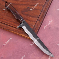 Couteau de Chef Vintage en Acier Damas Forgé à la Main de Haute Qualité 60 HRC, Tranchant comme un Rasoir, Écologique, Manche en Bois de Palissandre, pour l'Extérieur