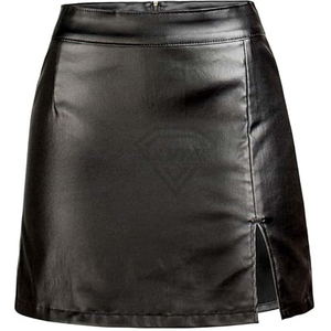 Mini-jupe sexy en similicuir PU pour femme, taille haute, design asymétrique, couleur unie, moulante, jupe en cuir tendance - Product Image 1