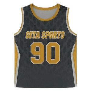 Maillot de lacrosse unisexe gris et or en polyester, coupe athlétique, léger, uniforme sportif, vêtements d'entraînement d'équipe - Product Image 1