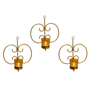 Ensemble de porte-bougies décoratifs classiques en métal blanc pour bougies chauffe-plat, style vintage, en fer, à suspendre au mur pour la décoration intérieure - Product Image 2