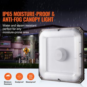 ไฟ LED สำหรับหลังคา 80W 8800LM 5000K แสงเดย์ไลท์ ชุด 4 ชิ้น สำหรับใช้งานเชิงพาณิชย์และอุตสาหกรรมภายนอกอาคาร ขนาด 10.08"x10.08" ติดตั้งบนพื้นผิว ได้รับมาตรฐาน ETL - Product Image 2
