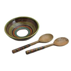 Logotipo y embalaje de tamaño personalizado, alta calidad, precio barato, esmalte Natural, vajilla de colores de madera, Bol para ensalada - Product Image 1