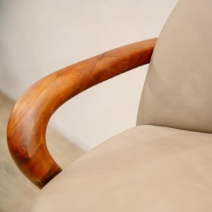 Luxury Leather <b>Upholstered</b> Accent <b>Chair</b> with Walnut Wood Frame Solid Wood Armrests for Living Room Hotel Lounge PISANO - Product Image 4