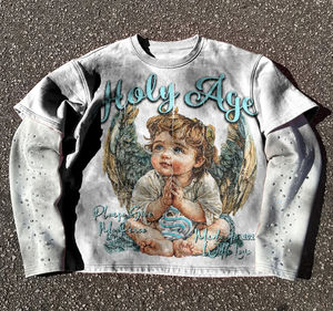 Camisetas de Alta Calidad con Estampado Digital Personalizado al por Mayor, Camisetas de Moda para Hombre con Pedrería en las Mangas - Product Image 5