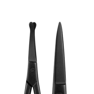 Ciseaux à cuticules professionnels en acier inoxydable noir mat, à pointe incurvée et tranchante, avec trou carré, pour la coupe des ongles et la sécurité des poils du nez, vente en gros - Product Image 4