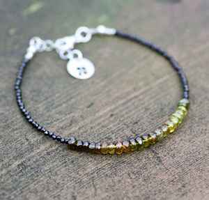 Sterling Silver Garnet Black Spinel Bracelet January Birthstone Gemstone Jewelry Handmade Gift For Women - Product Image 1