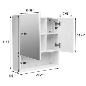Mobile Bagno con Un'Anta a Specchio e Un'Altra in Legno, Bianco RT in MDF con Vernice Spray - Product Image 6
