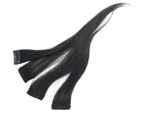 Black Brown Highlight Human Hair Extension Clip-in Streak Perfect for Face-framing and Enhancing