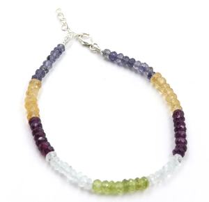 หลายอัญมณีเหลี่ยมเพชรพลอยสร้อยข้อมือ Rondelle 4.5 มม.สร้อยข้อมือหินของขวัญสําหรับสร้อยข้อมือของเธอสําหรับผู้หญิงสร้อยข้อมือหลายสี - Product Image 3