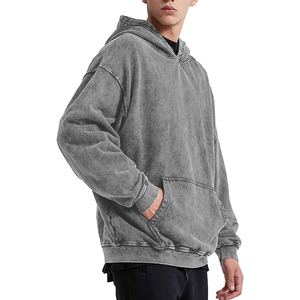Sweat-shirt à capuche vintage oversize en molleton français épais avec logo personnalisé, effet délavé à l'acide et au sel, 100 % coton - Product Image 5