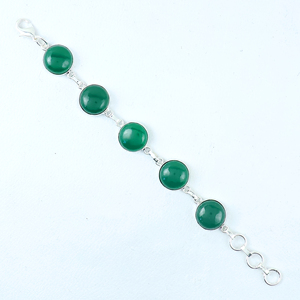 Wholesale Natural Green Onyx Cabochon 925 Sterling Silver Plated Link <b>Bracelet</b> Handmade Designer Round <b>Stone</b> Multi-<b>Stone</b> Tennis - Product Image 3