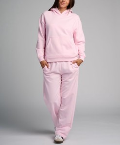 Sweat à capuche rose pour femme en polaire polyester/coton, couleur unie, manches longues, respirant, longueur standard, design personnalisé - Product Image 5